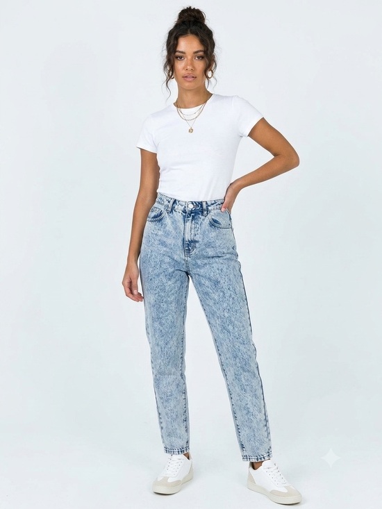 Princess Polly Denim - Princess Polly High-Waisted Acid Wash Mom Jeans